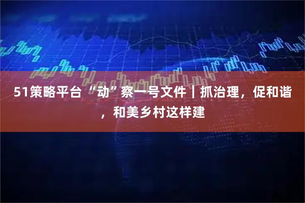 51策略平台 “动”察一号文件｜抓治理，促和谐，和美乡村这样建